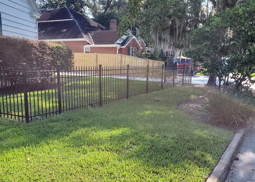 Metal Fence On Front Yard