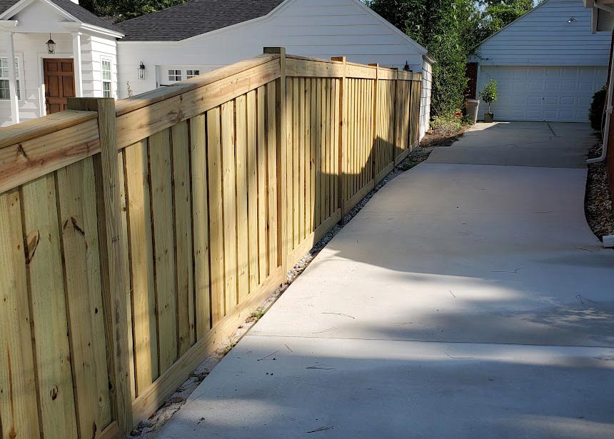 Privacy Fencing Along Driveway Zoomed Out View