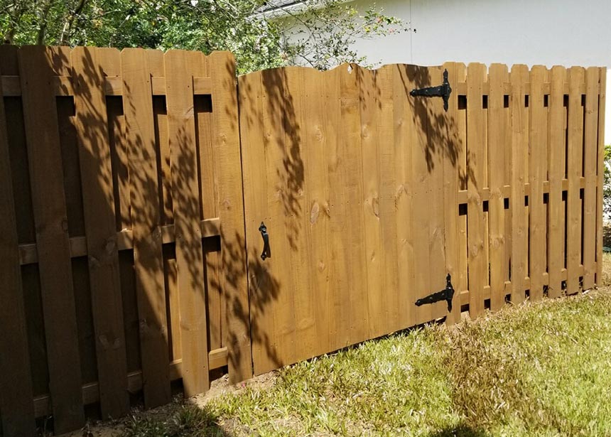 Reinforced Wood Gate With Metal Front View