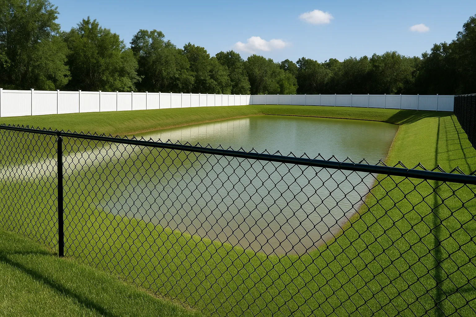Retention pond fencing Jacksonville