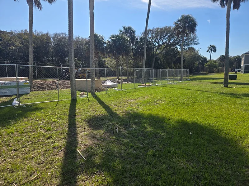 Temporary fence rental panels used for construction site security