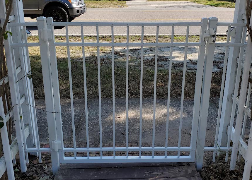 White Metal Fence Gate