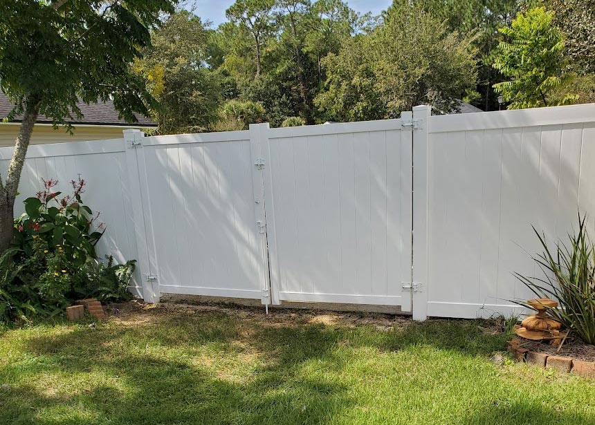 White Vinyl Double Gates Angle View