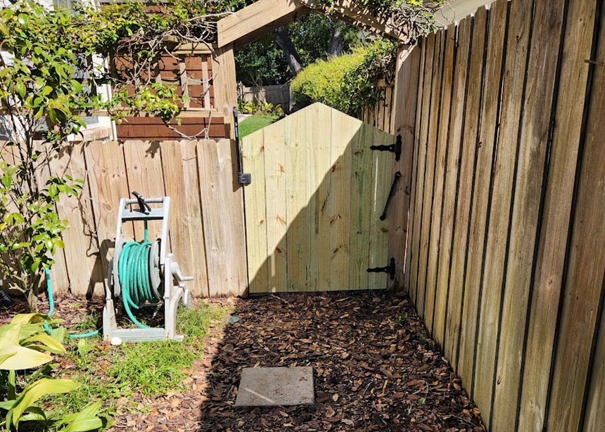 Wood Gate With Metal Frame Front