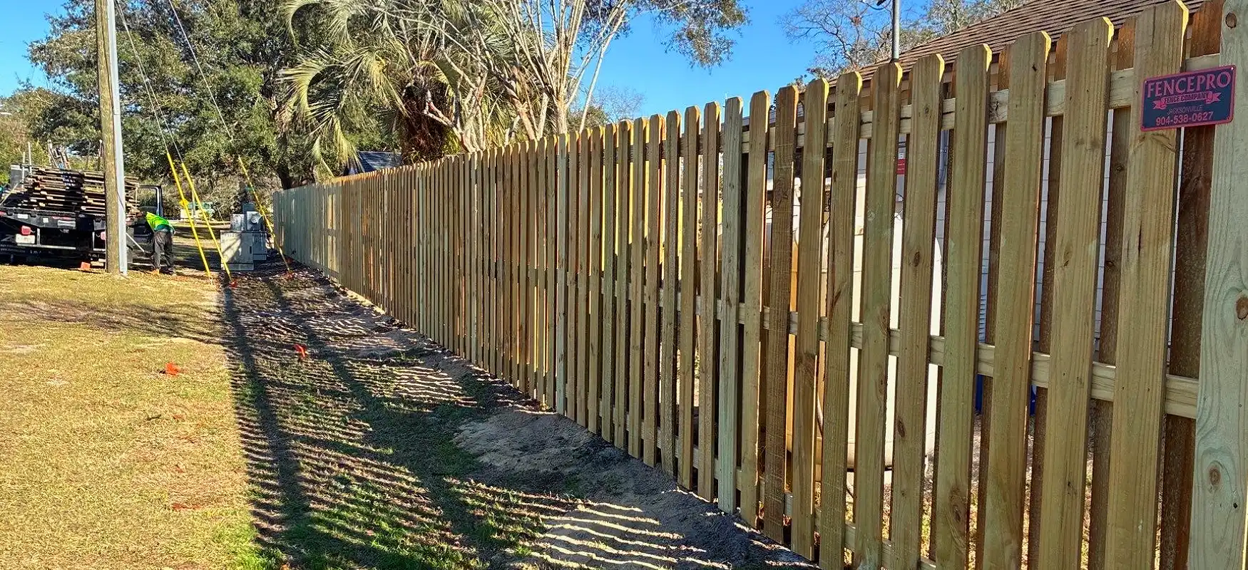 Wood Picket Fence Installed In Jacksonville Fl